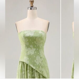 WEDTREND US10 Chic Strapless Floral Dress in Light Green